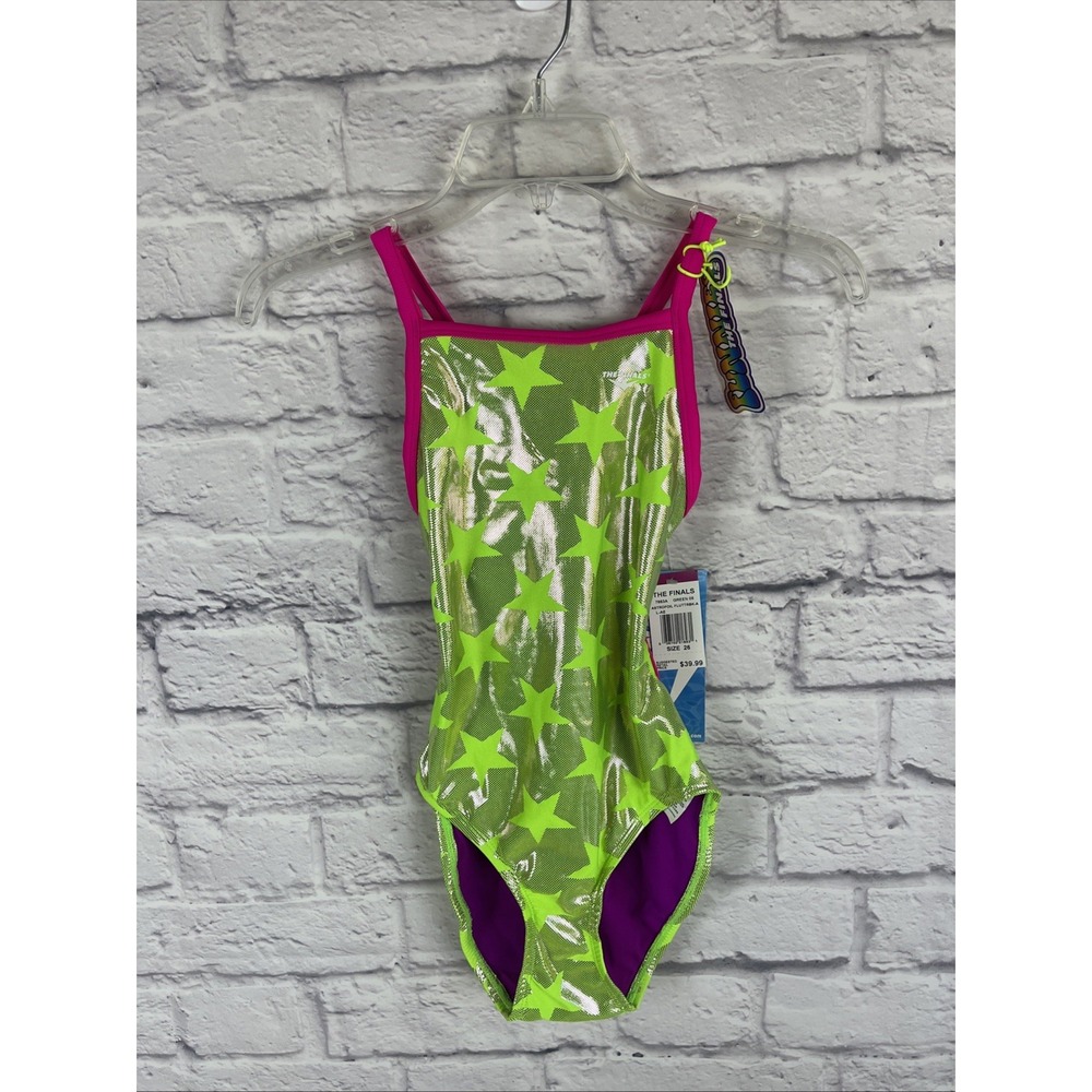 TYR The Finals Youth Girls Astrofoil Flutterback Star Swimsuit Size 26 NEW